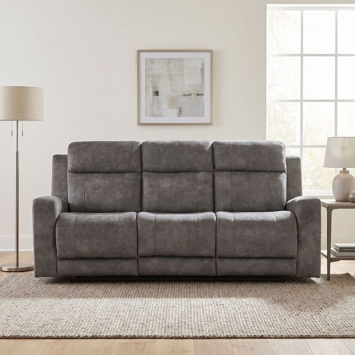 Yates Brownish Gray Double 80" Reclining Sofa