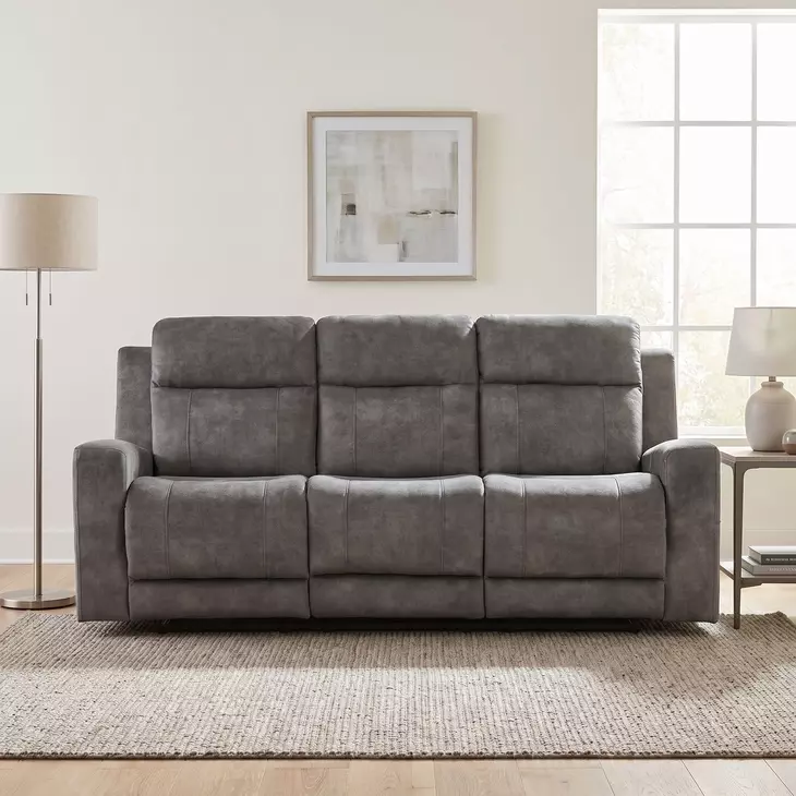 Yates Brownish Gray Double 80" Reclining Sofa