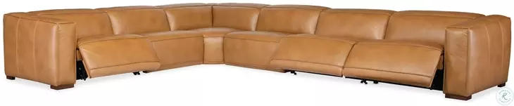 Fresco Brown Leather 6 Piece Power Reclining Sectional With 3 Power Recliners