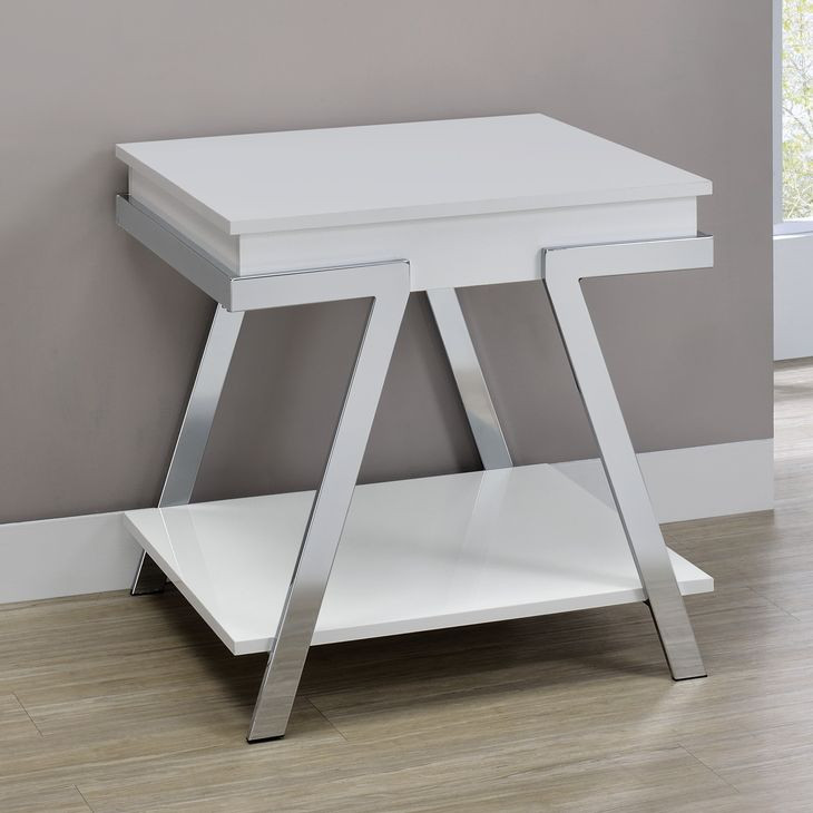 Zena White Square End Table