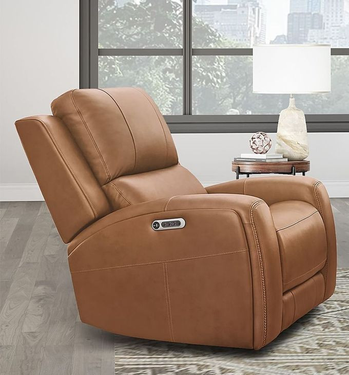 Belmont Lyric Caramel Leather Zero Gravity Power Recliner with USB Charging