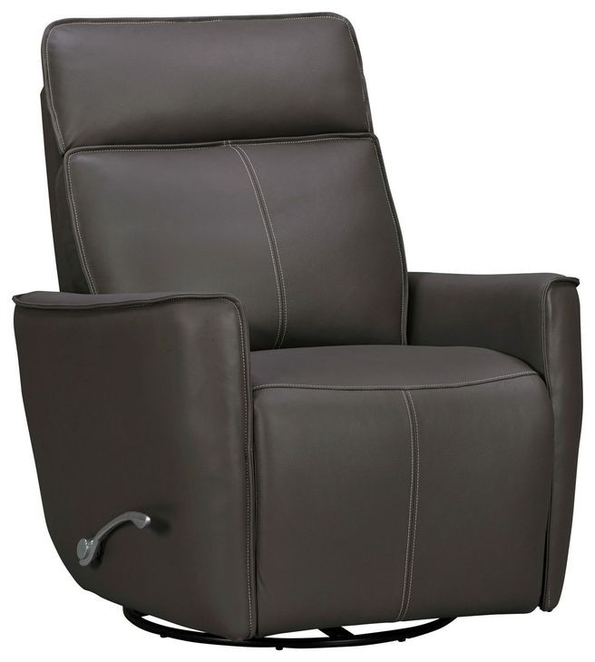 Roxy Abby Dark Gray Leather Manual Swivel Glider Recliner