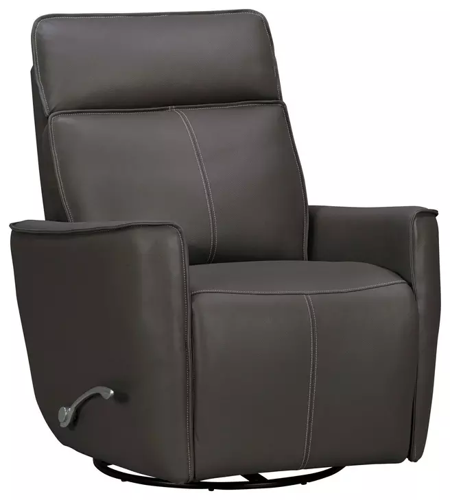 Rovelle Abby Dark Gray Leather Manual Swivel Glider Recliner