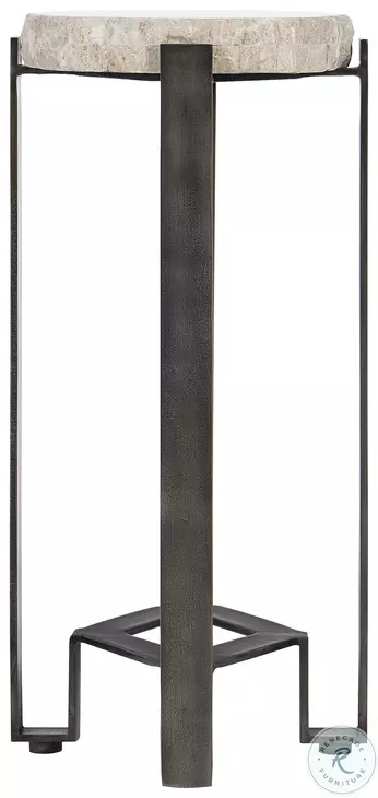 Sayers White Travertine And Bronze Accent Table