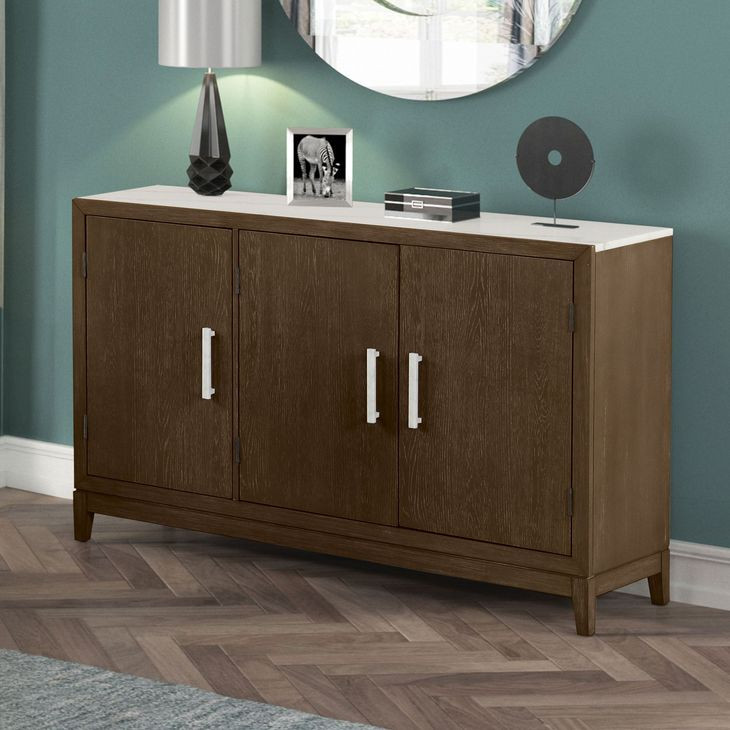 Essence Brown and White 3 Door Marble Top Server