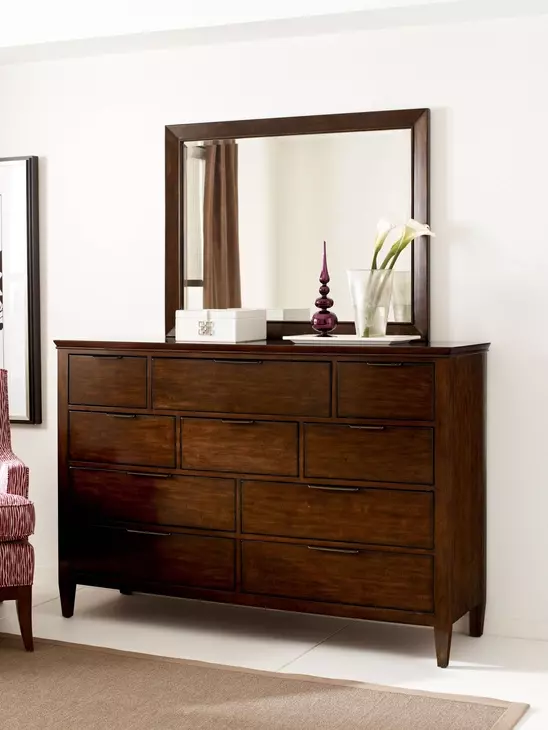 Amaretto Grove Amaretto 10 Drawer Luccia Bureau with Rectangular Mirror