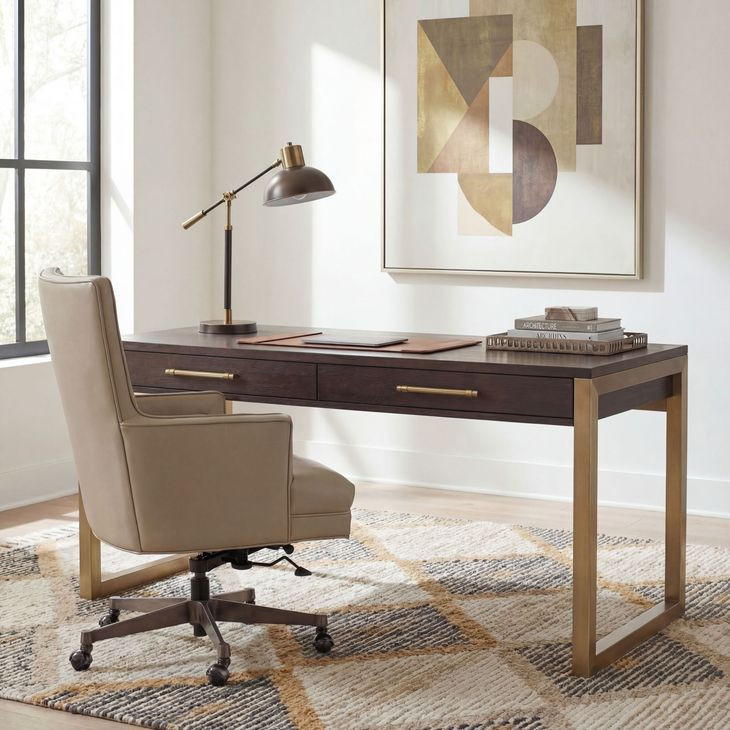 Curata Deep Brown Short Freestanding Desk
