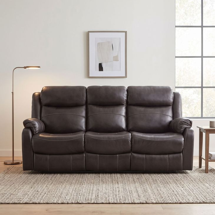 Yerba Dark Brown 81" Double Lay Flat Reclining Sofa