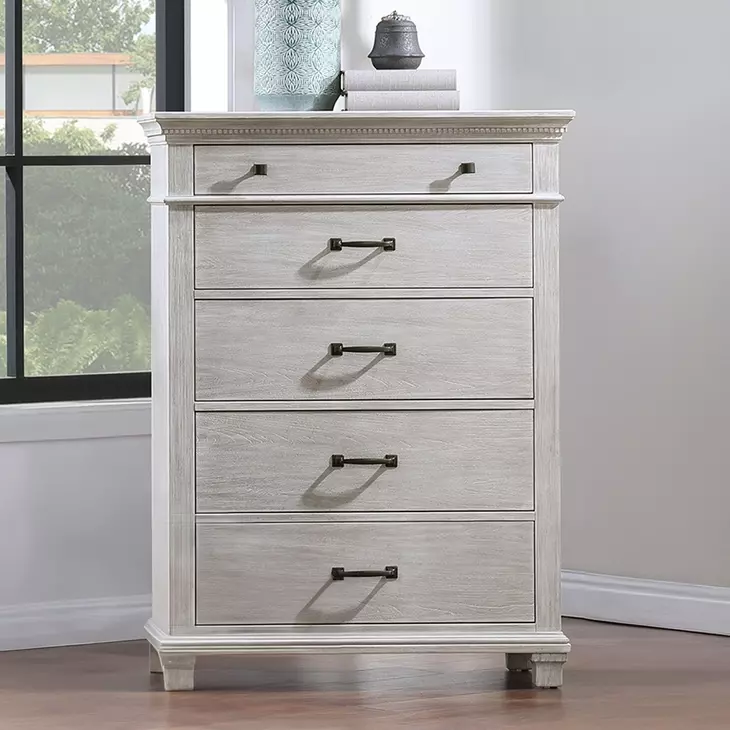 Silver Sands Gray 5 Drawer Chest