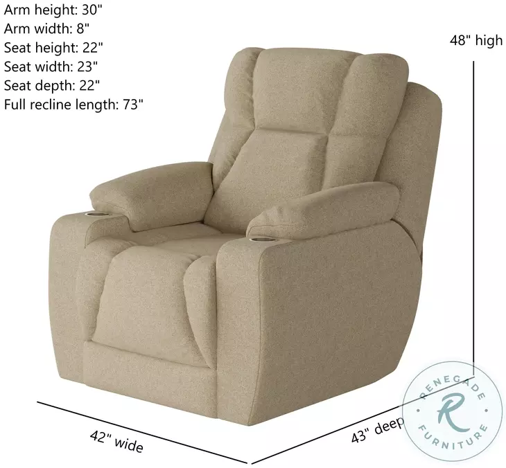 Challenger Glam Squad Sand Power Headrest Wall Hugger Big Mans Recliner