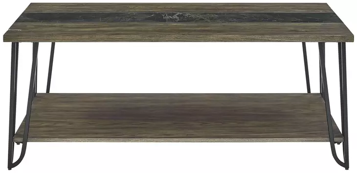 Harper Brown Rectangular Cocktail Table with Sintered Stone Inlay
