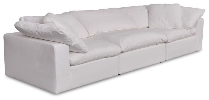 Clay Cream White Performance Fabric 3 Piece Modular Sectional with Pillows