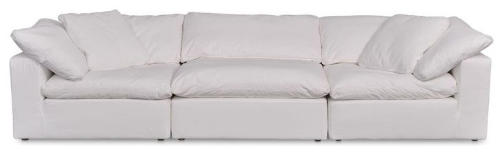 Clay Cream White Performance Fabric 3 Piece Modular Sectional with Pillows