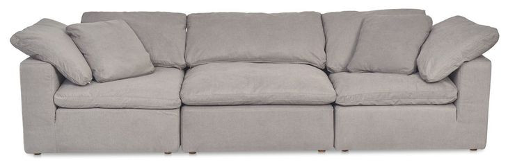 Clay Light Gray Performance Fabric 3 Piece Modular Sectional with Pillows