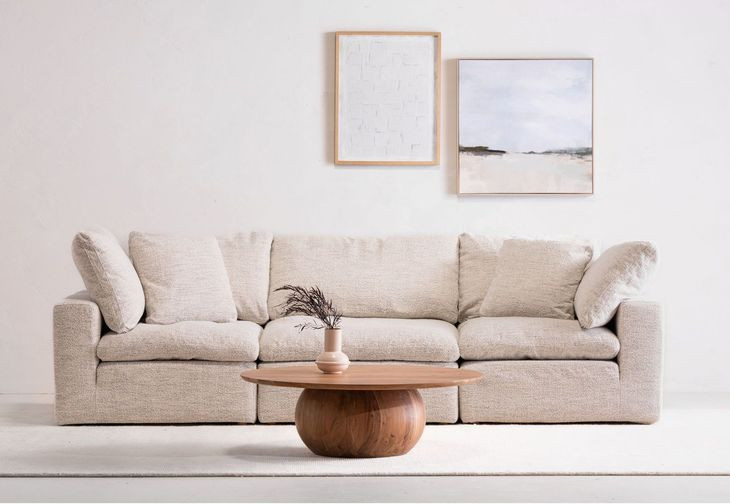 Terra Coastside Sand Performance Fabric 3 Piece Modular Sectional with Pillows