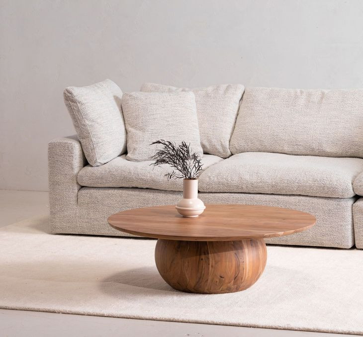 Terra Coastside Sand Performance Fabric 3 Piece Modular Sectional with Pillows