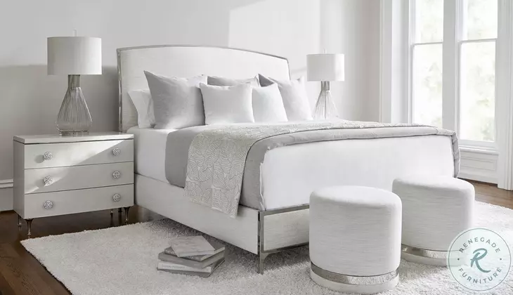 Silhouette Polished Stainless Steel King Upholstered Panel Bed