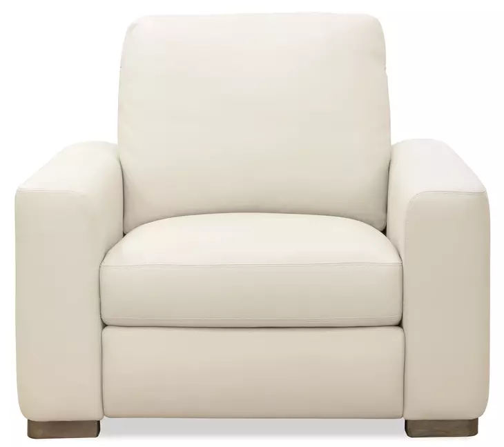 Live Beautifully Cream Leather Optimus Power Recliner with Power Headrest and USB Charging
