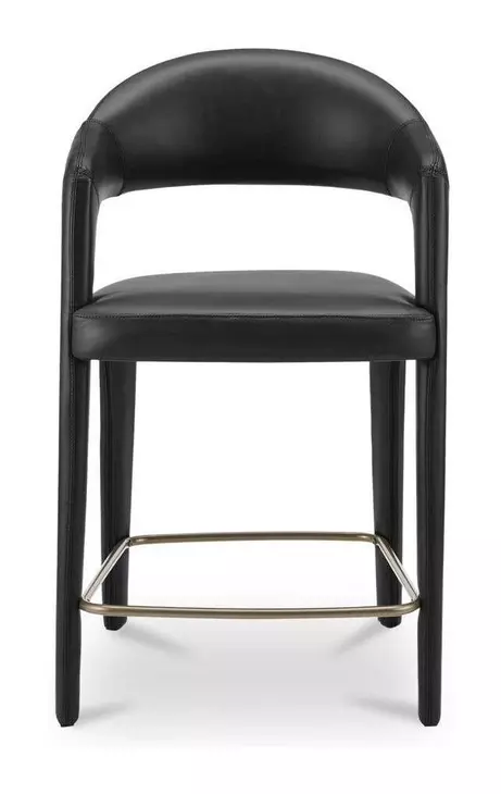 Martens Black Leather Upholstered Counter Height Stool