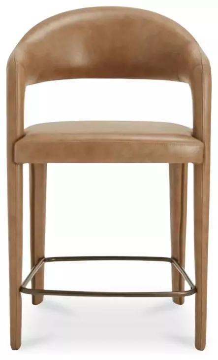 Martens Brown Leather Upholstered Counter Height Stool