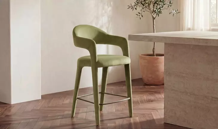 Martens Green Upholstered Counter Height Stool