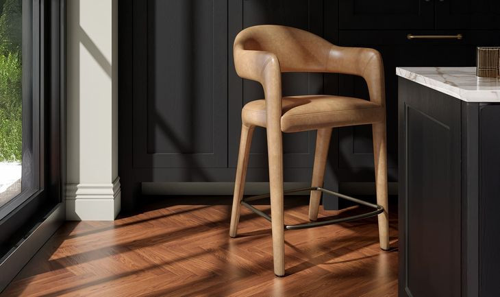 Martens Brown Leather Upholstered Bar Stool