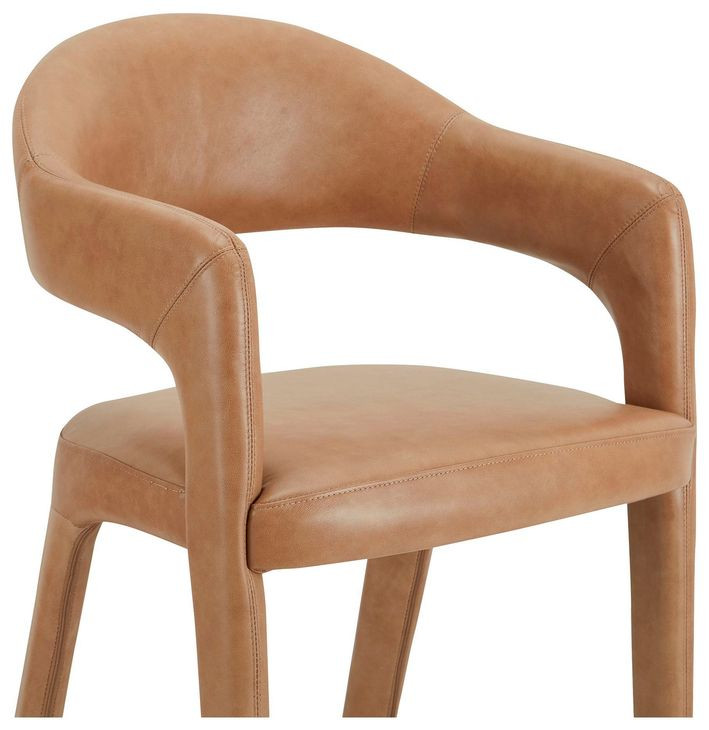 Martens Brown Leather Upholstered Bar Stool