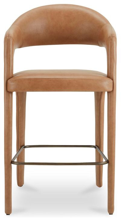 Martens Brown Leather Upholstered Bar Stool