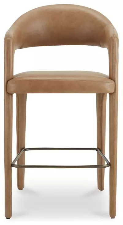 Martens Brown Leather Upholstered Bar Stool