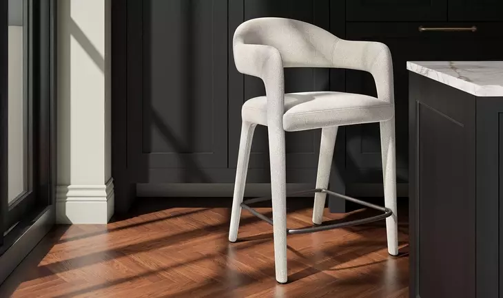 Martens Beige Performance Fabric Upholstered Bar Stool