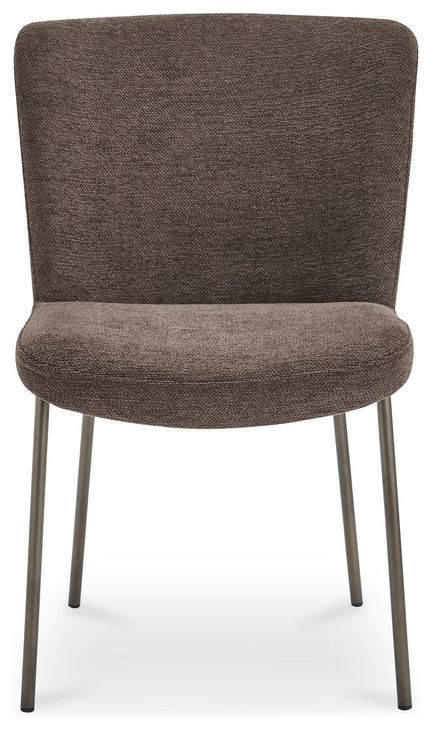 Early Dark Brown Upholstered Dining Chair Set of 2