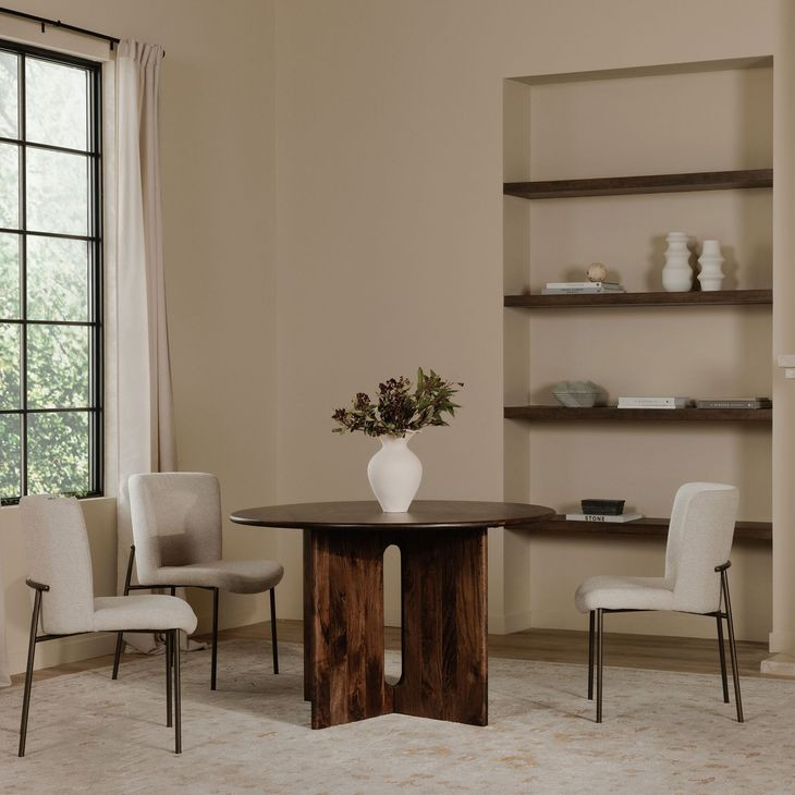 Early Beige Performance Fabric Upholstered Dining Chair Set of 2