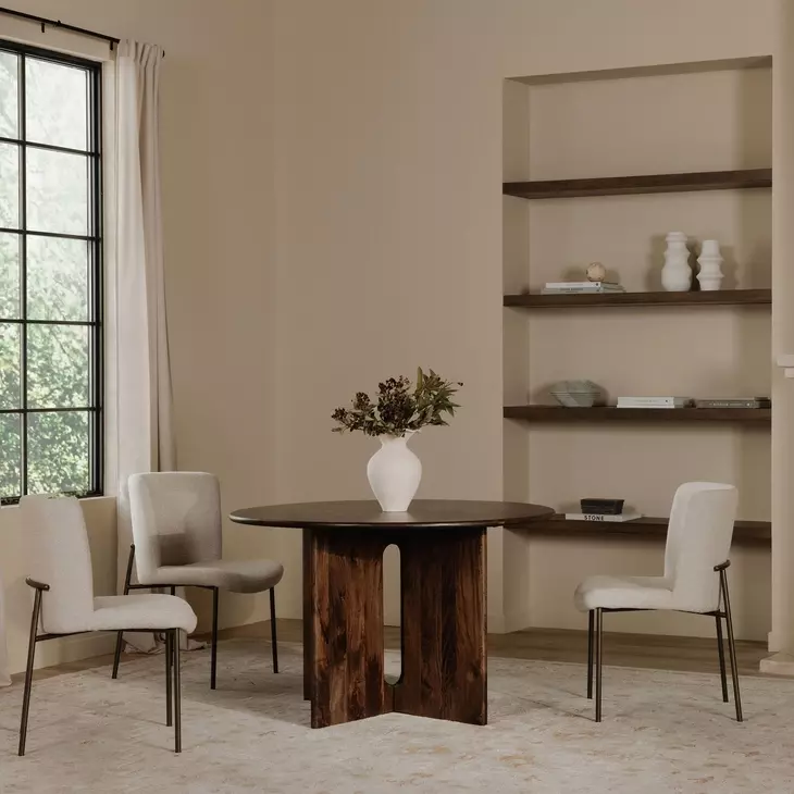 Early Beige Performance Fabric Upholstered Dining Chair Set of 2
