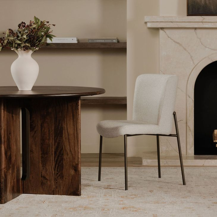 Early Beige Performance Fabric Upholstered Dining Chair Set of 2