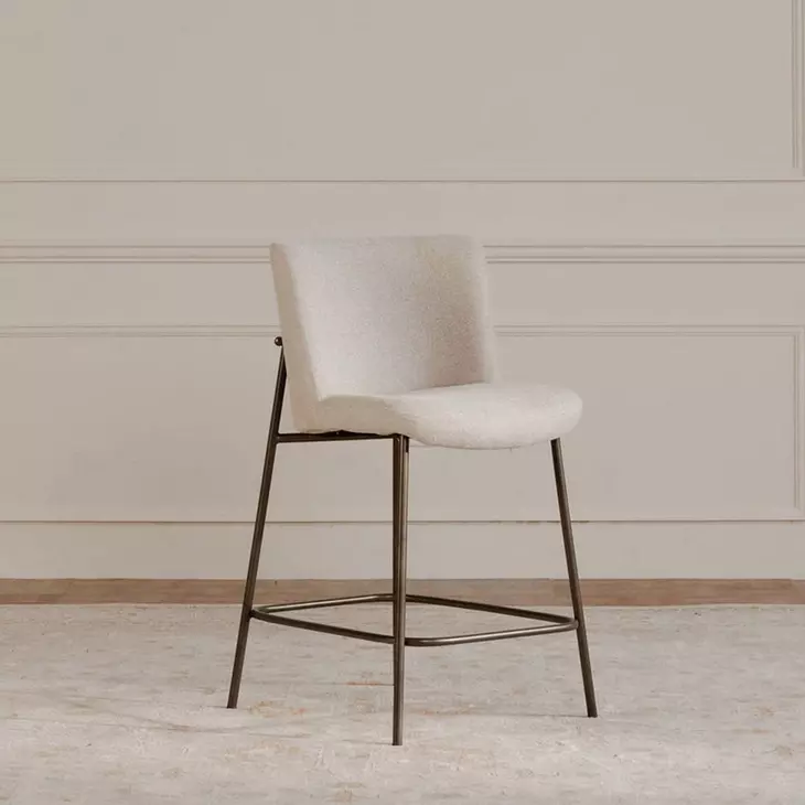 Early Beige Performance Fabric Upholstered Counter Height Stool