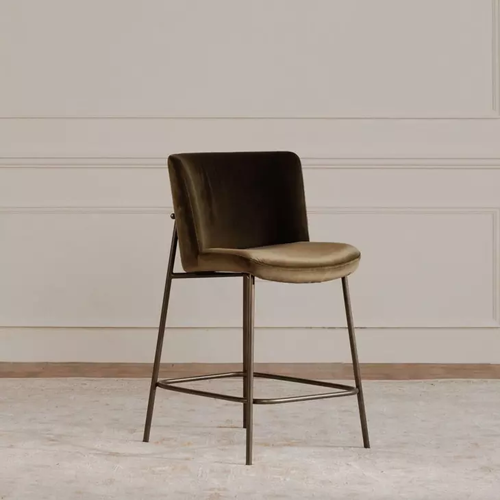 Early Green Upholstered Bar Stool