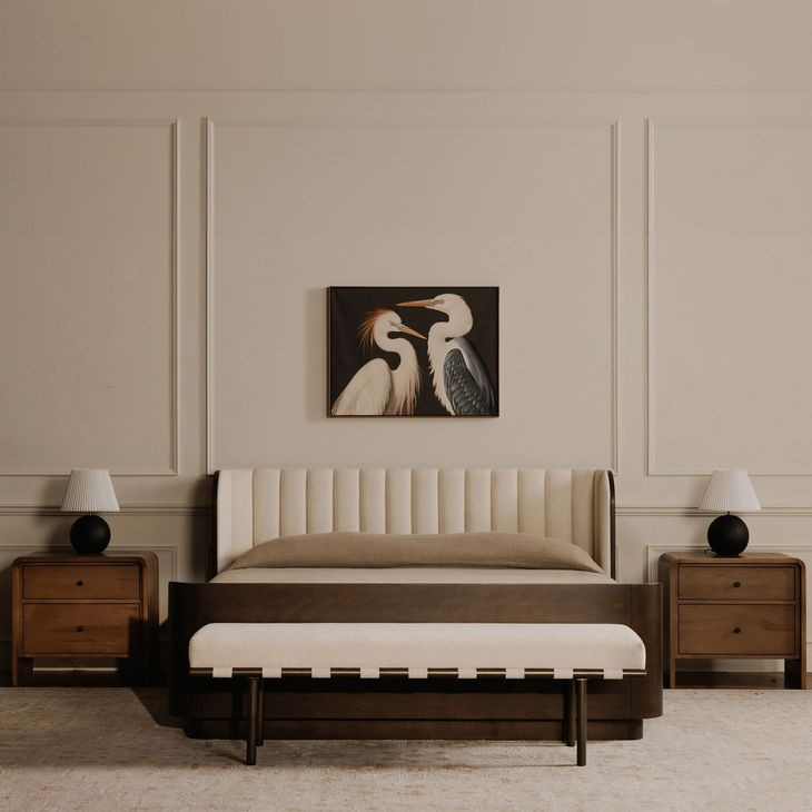 Carson Beige Performance Fabric Upholstered Dining Bench