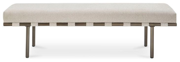 Carson Beige Performance Fabric Upholstered Dining Bench