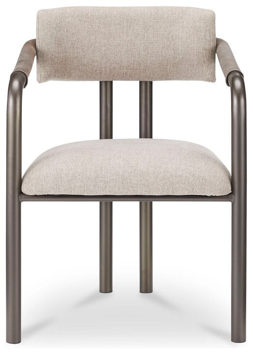 Cassidy Beige and Brown Performance Fabric Upholstered Dining Chair
