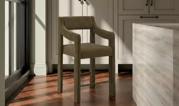 Elise Cedar Green Performance Fabric Upholstered Counter Height Stool