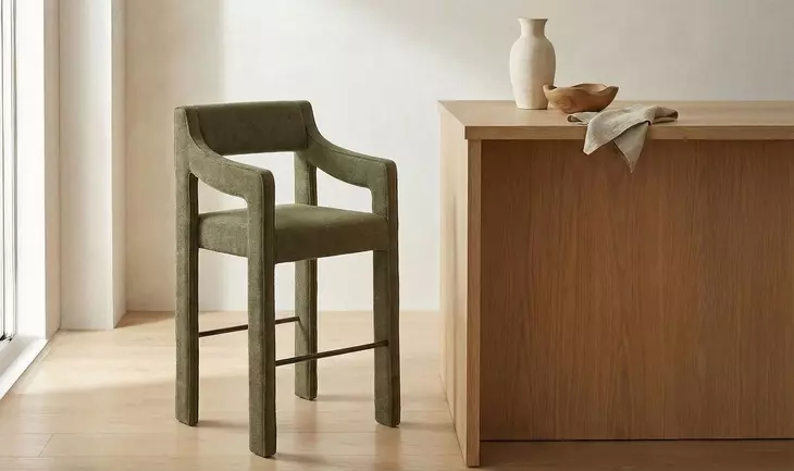 Elise Cedar Green Performance Fabric Upholstered Counter Height Stool