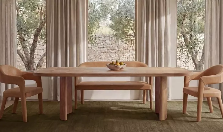 Martens Tan Leather Upholstered Dining Bench
