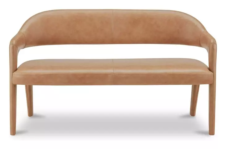 Martens Tan Leather Upholstered Dining Bench