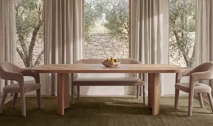 Martens Camel Upholstered Dining Bench