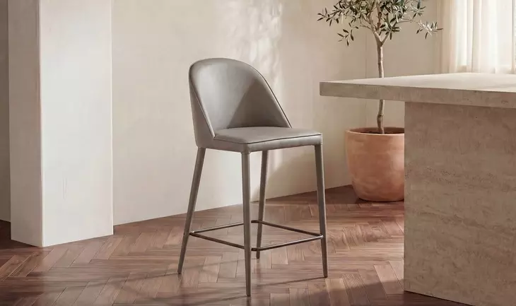 Burton Gray Upholstered Counter Height Stool