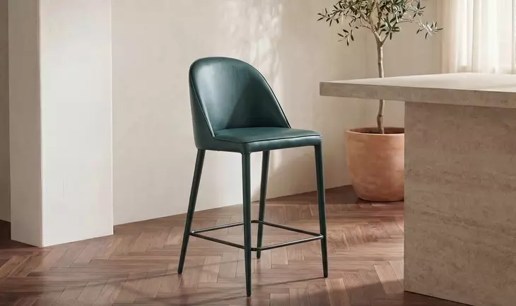 Burton Dark Teal Upholstered Counter Height Stool