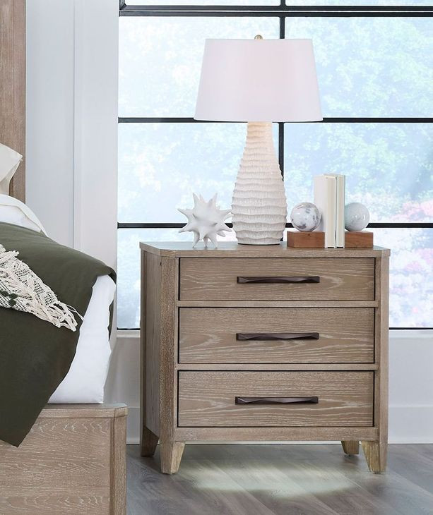 Breckenridge Medium Brown 3 Drawer Nightstand with USB Charging and LED