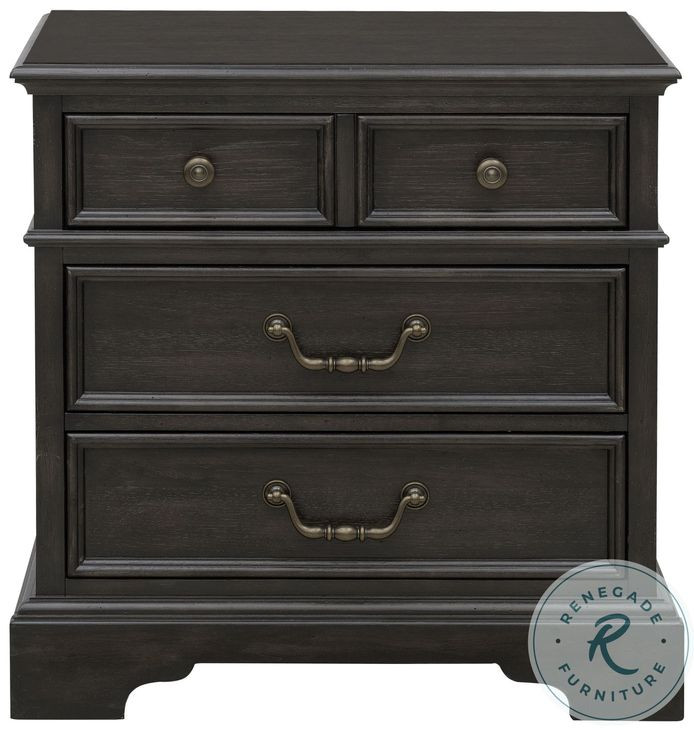 Hickory Creek Brown Velvet 3 Drawer Nightstand