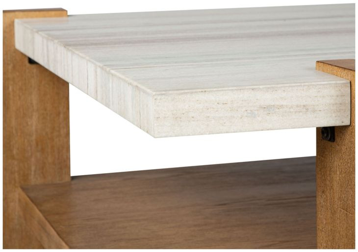 Goldmere Honey Wheat and White Rectangular Granite Top Cocktail Table