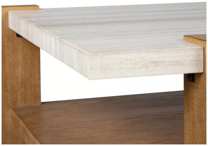 Goldmere Honey Wheat and White Rectangular Granite Top Cocktail Table